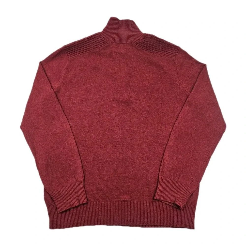 BANANA REPUBLIC Merino‎ Wool Garnet Red Mens L Mock Neck Button & Zipper Close